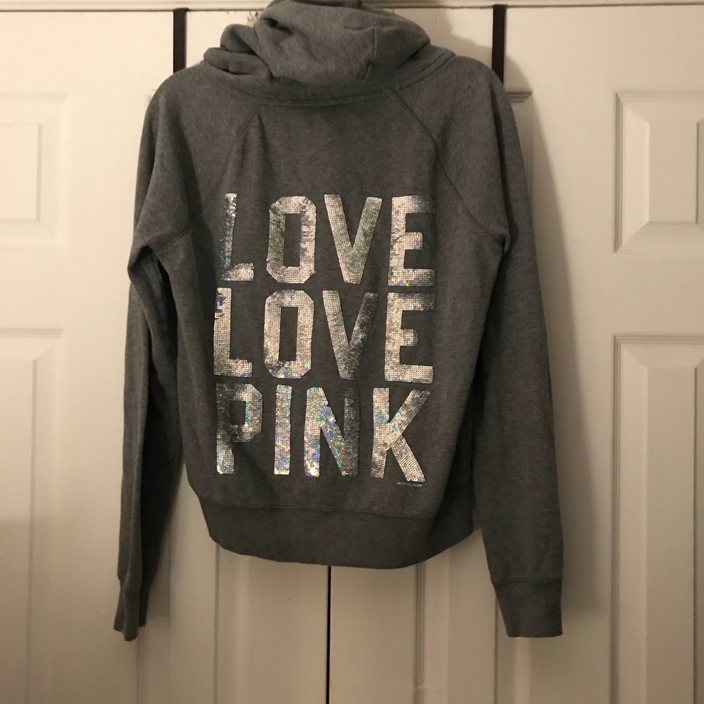 PINK VS Gray HTF Bling Hoodie-Large,HTF/SOLD OUT - Picture 5 of 5